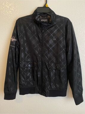 Jack & Jones Black Plaid Bomber Jacket Collectible S